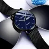 Crnaira Black Steel Mesh Band Quartz Mens Watches Luminous Calendar Watch Big Three Hands Lay Out Design Business Natgal Systlish M256Y