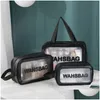 Storage Baskets Clear Toiletry Bag Waterproof Makeup Cosmetic Bags Travel Organizer Large Capacity Pvc Wash Pouch Drop Delivery Home G Ot5Vb