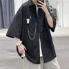 Mens Casual Shirts Korean Version Of The Oversized Chain Pendant Top MenS Shirt Harajuku Street Clothes ShortSleeved Men 230726