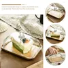 Servis uppsättningar fyrkantiga dessert Display Stand Cake Plates Cover Clear Cheese Cover Dome Container Lid Pastry Plate Tray Mini