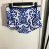 Sexig baddräkt Tvådelat Set Designer Clothe Celadon Flower Printed Spaghetti String Camisole Underwear Triangle Panties Women Summer Swimewear