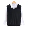 Gilet da uomo in cotone di alta qualità tinta unita maglione lavorato a maglia gilet uomo maglioni pullover classico comodo scollo a V top senza maniche