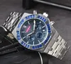 Pełna funkcjonalna trend biznesowy Watch Watche Stopwatch Men Kwarc Chronograf Ruch Zegar Drobna stal ze stali nierdzewnej Europejska Kolorowa duża ring zegarek