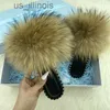 Slippers Flip Flops Women Summer Real Fur Flat Slippers Natural Luxury Fur Slides Ladies Jelly Shoes Furry Slides Sandals J230728