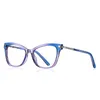 النظارات الشمسية الموضة TR90 Cat Eye Anti-Blue Light Ladies Glasses Frame Grage Metal Spring Leg Women Press