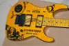 Tienda personalizada de alta calidad KH-2 Kirk Hammett Ouija trastes de guitarra amarilla Guitarra hardware negro al por mayor