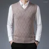 Hommes gilets hommes épaissir laine tricoté gilet 2023 automne hiver homme col en v sans manches chaud chandails gilet