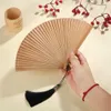 Chinese Style Products Black Small Handmade Compact Folding Bamboo Fan Ornament Dance Fan Fan