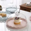 Plates Transparent Glass Cover Cake Plate Ceramic Tableware Bread Fruit Dessert Table Display Stand Restaurant Supplies