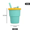 Vattenflaskor Kreativa silikonkontrast Straw Cup Outdoor Anti-Fall Children's Drinking Bottle