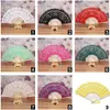 Chinese Style Products Vintage Style Lace Folding Fan Art Craft Gift Home Decoration Ornaments Dance Hand Fan Wedding Party Home Decorative