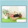 Storage Baskets Wooden Vegetable Basket With Handle Apple Shape Fruit Foldable Eco Friendly Skep Fashion Top Quality 16Ad B Drop Del Dhuhi
