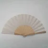 Chinese Style Products High quality natural wood beige folding fan Spanish style pure cloth handheld fan Wedding home decoration fan