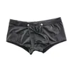 Underpants Sexy Gay Underwear Men Black Faux Leather Boxers Shorts Man Buckle Low Waist Detachable Pouch