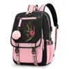 أكياس مدرسية للألوان المائية حقائب المدارس للجمباز للبنات في سن المراهقة USB Port Schoolbag Dance Girls Bookbag Pink Black School Backpacks 230727
