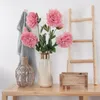 Decorative Flowers 3Pc Artificial Large Peony Long Branch Big Head Rose Luxury Bedroom Decor Party Flower Wall Wedding Road Lead