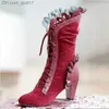 Stivali Stivali da donna Tacchi alti Steampunk da donna Stivali da donna in pelle scamosciata sexy Autunno scarpe invernali retrò Stivali da gioco di ruolo con lacci Z230728