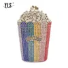 Evening Bags Luxury Crystal Women Funny Popcorn Clutch Party Purse Ladies Wedding Bridal Diamond Beading Handbag 2023 230727