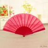 Produkte im chinesischen Stil reine Farbtuch Klappern Fan Girls Dancing Prop Hand Fan Hochzeitsfeier Dekor Weiß/Rot/Schwarz/Pink Geschenkfan Fan