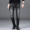 Jeans pour hommes Harajuku mode printemps automne Style coréen vêtements décontractés bleu Denim élégant Designer Slim pantalon