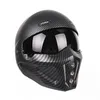 Motorradhelme Kohlefasermuster Helm Vintage Moto Schwarz Kombination Voll Halb Cruising Cascos Motorcross Capacetes