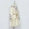 2023 Women's Fashion Designer Luxury Printed Spring Dress Small Round Neck White Bubble Sleeve Women's Dress