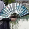 중국 스타일 제품 여름 야외 장식 접이식 팬 대나무와 나무 대형 핸드 팬 홈 장식 중국 선물 30cm