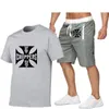 Survêtements pour hommes 2023 T-shirt Set Haute Qualité West Logo Print Fashion Casual Shorts à manches courtes