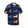 Camisas casuais masculinas de manga curta colorida Dachshunds Dog Lover Pet camisa azul marinho roupas de praia personalidade tops