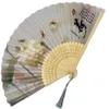 Chinese Style Products Style chinois paysage peinture ventilateur pliant gravé bambou côtes danse ventilateur haute qualité gland élégant hommes femme ventilateur