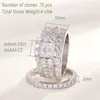 Fedi nuziali lei Halo per le donne 4 carati taglio incrociato AAAAA Zirconia gioielli classici anello di fidanzamento in argento sterling 925 set 230727
