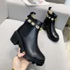 Outono e inverno novas botas femininas de salto alto de flor velha de cabeça redonda salto grosso estampadas com cadarço salto alto grosso e couro de renda botins martin boots