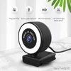 Webcams 4K Wide Angle Webcam For Computer Web Camera With Microphone Web Adjustable Brightness Lamp R230728