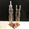 Candle Holders 4set 8Heads10 Heads Metal Candelabra Road Lead Table Centerpiece Gold Candelabrum Stand Pillar Candlestick