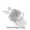 Bröllopsringar hiphop Big Square DIY Anpassat bokstavsnamn Herrens Ring Famous Brand All Ice Mini Paving CZ Punk Rap Personaliserade smycken 230727