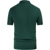 Polos pour hommes Hommes Tricots Polo à manches courtes Casual Slim Fit Costume Col Bouton Respirant Été Top Stripe Green Contrast 230727