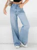 سراويل جينز عالية الخصر جينز جينز جينز ملابس الشوارع ملابس غير رسمية بطيئة الجينز الرجعية الأزرق الكامل السراويل الكاملة كبيرة أفضل السراويل المستقيمة Z230728