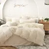 Bedding sets Set Luxury Winter Warm Thicken Mink Fleece Duvet Cover Bed Sheet and Pillowcases Quilt Queen King Size 150x200cm 230727