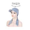 Wide Brim Hats Women Long Tail Head Scarf Wrap Turban Hat Muslim Underscarf Elastic Headband Baseball Cap Classic Sunshade