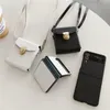 Роскошный кросс -тел личи рисунок Vogue Phone Cash для Samsung Galaxy Z Flip3 Flip4 5g Прочная регулируемая ломовая карта для слота для слота для пакета комбинированное набор