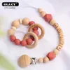 Bable The Lealers Toys Toys Pacifier Chain Персонализируйте название силиконовые бусинки бусинки бусинки зажимы бусинки жеваемые деревянные держатель -держатель подарки подарки 230727