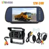 Wireless 18 LED IR Night Vision CCD Reverse Parking Backup Camera 7 LCD Mirror Monitor Car Rear View Kit 12V 24V Parking A253W