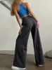 Women's Pants s 2023 Spring Summer Loose Wide Leg Solid Casual Y2K Fashion Unique Spliced High Waist Sports 230727