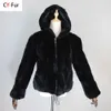 Pelliccia da donna Pelliccia sintetica Nuove donne Inverno Caldo Russian Lady Natural Rex Coniglio Pelliccia Cappotti con cappuccio Giacche in vera pelliccia di coniglio Rex Cappotto caldo in vera pelliccia HKD230727