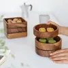 Dishes & Plates 1PCS Walnut Wood Serving Tray Square Rectangle Breakfast Sushi Snack Bread Dessert Cake Plate Easy Carry Stratific302T