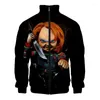 Sweats à capuche pour hommes film d'horreur Chucky col montant vestes de sweat hommes Cosplay Costume femmes à manches longues fermeture éclair manteau hauts