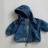 Jackets 2023 spring children's jacket boy new cardigan western fashion hooded denim jacket girl baby pure color corduroy casual jacket J230728