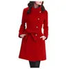 Women'S Wool Blends Womens Winter Lapel Coat Trench Jacket Long Sleeve Overcoat Outwear Abrigos Mujer Invierno Camel Plus Size Drop Dhc4T