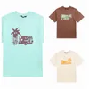 2023 Kısa Kollu Baskı Erkek Tişörtleri Tasarımcı Giyim Moda Üst Baş Aşağı Neon Tees PXP Boyalı Klasik Kasırga Yıldız Püskürtülmüş Kırık Köpekbalığı Klasik Tee Tops