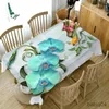 Table Cloth Europe Lotus Tablecloth Green Tropical Plant 3D Flowers Pattern Cloth Wedding Decoration Party Table Cover R230726